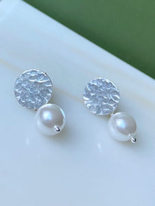 Aretes medalla perla