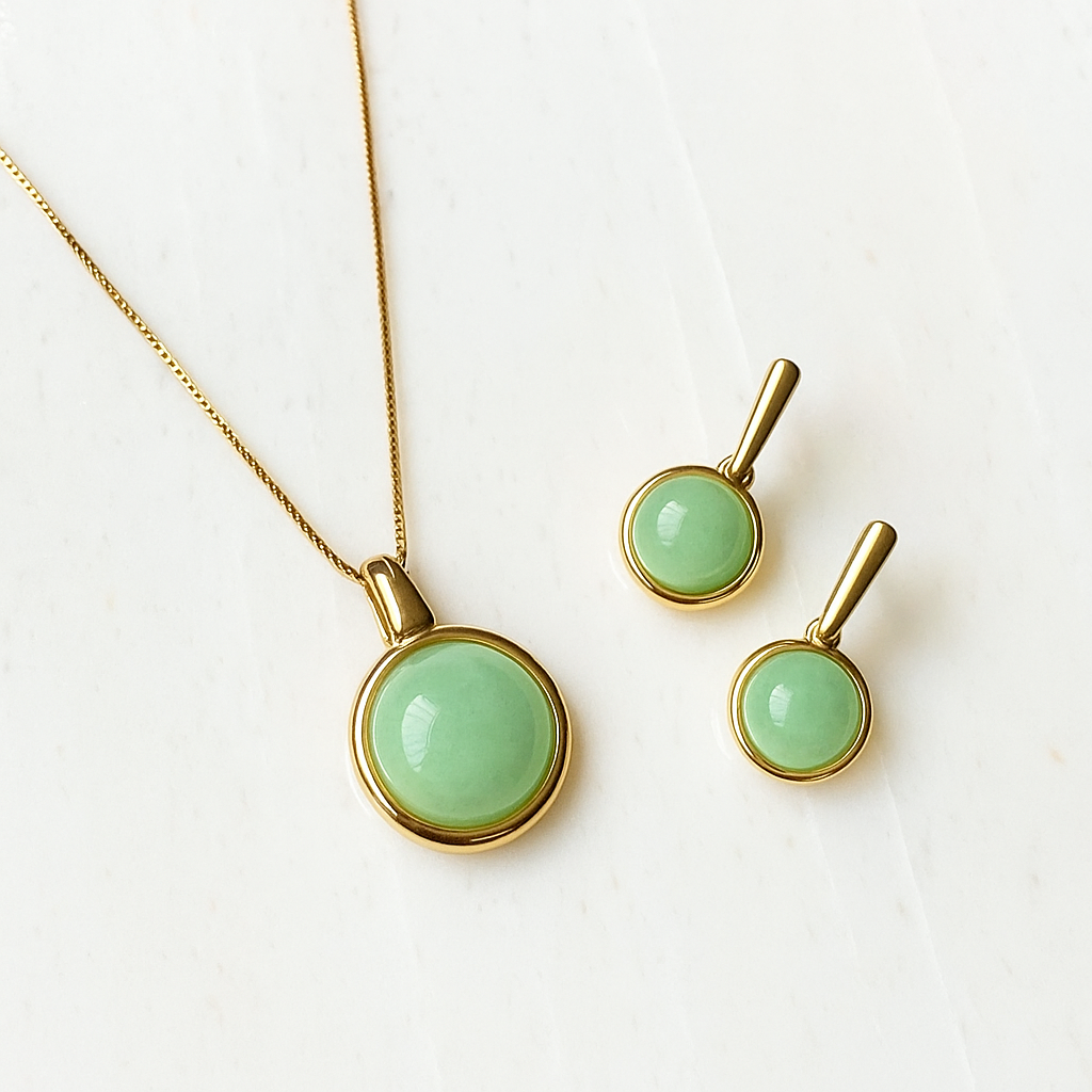 Juego círculo cuarzo verde