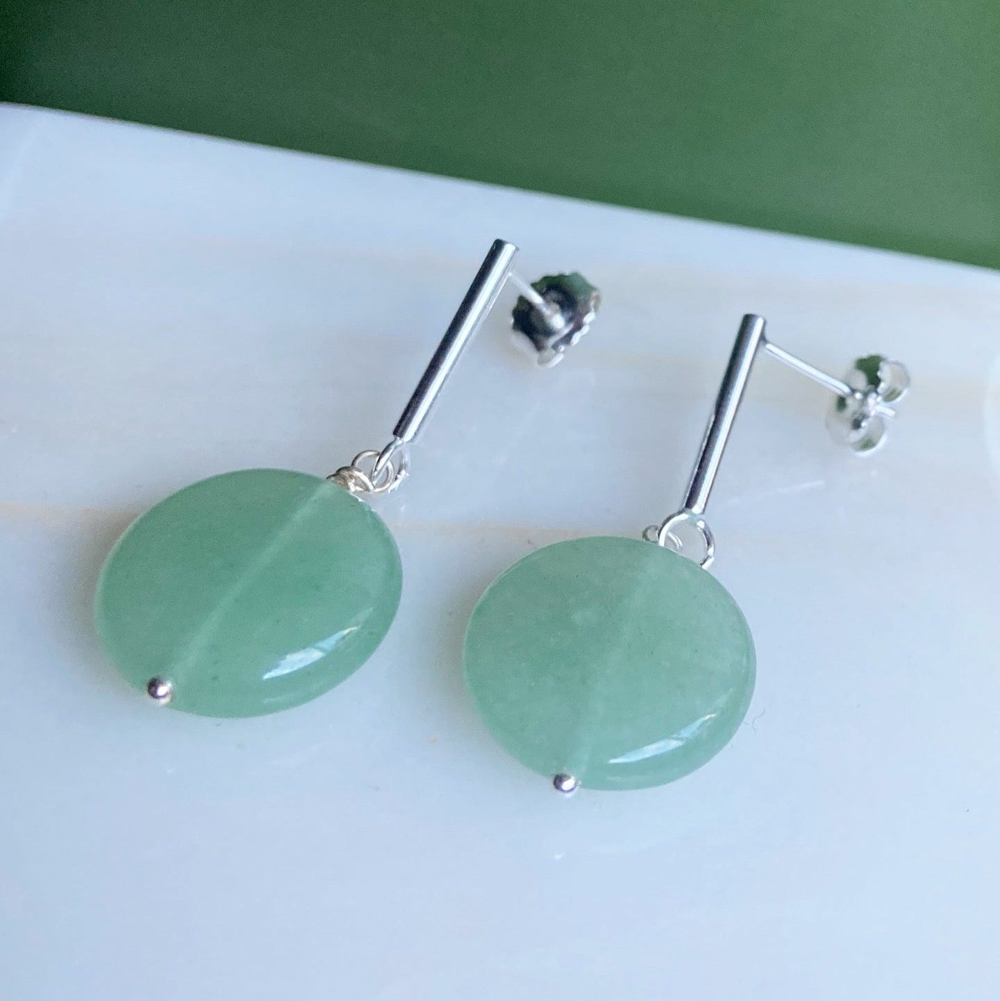 Aretes aventurina verde