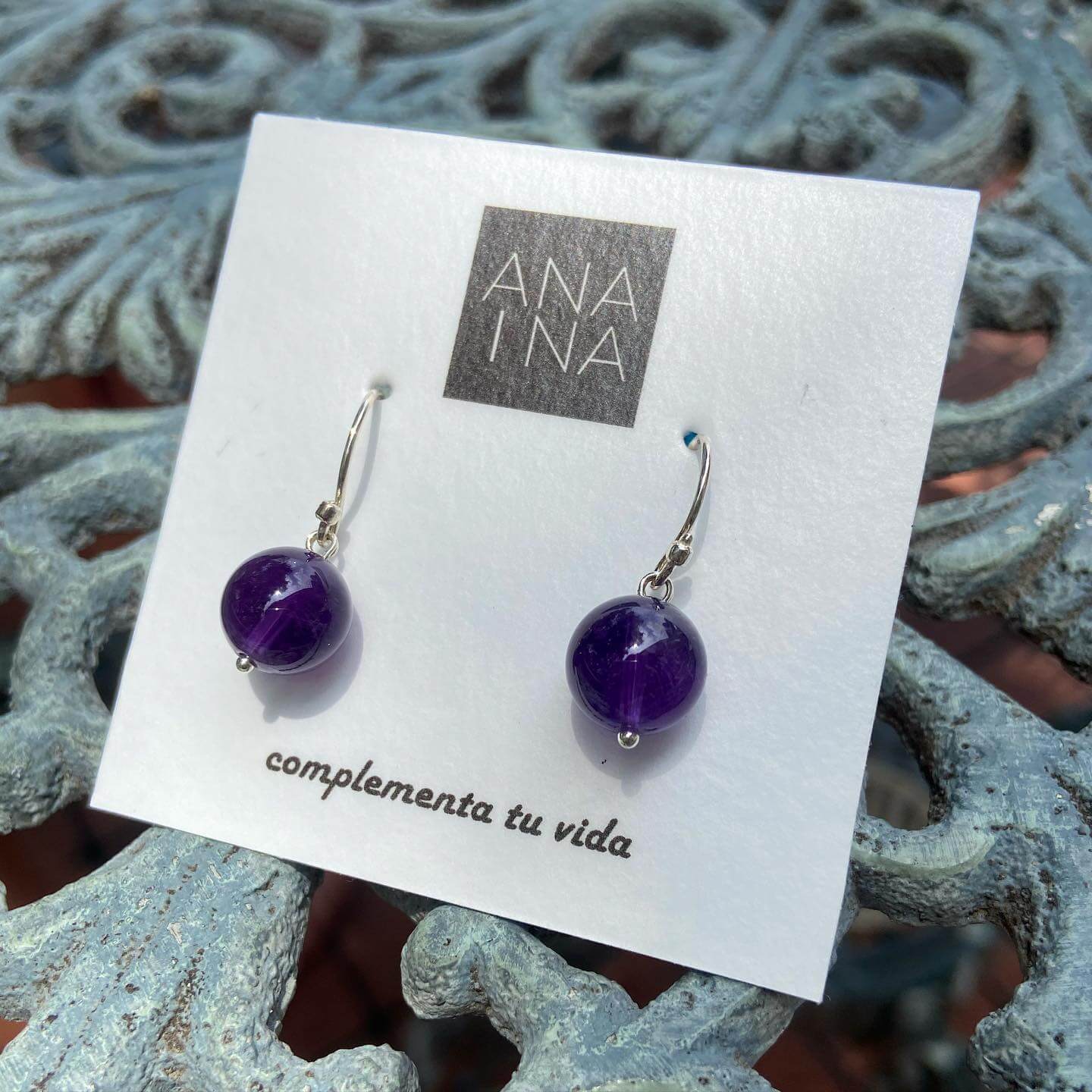 Aretes esfera amatista