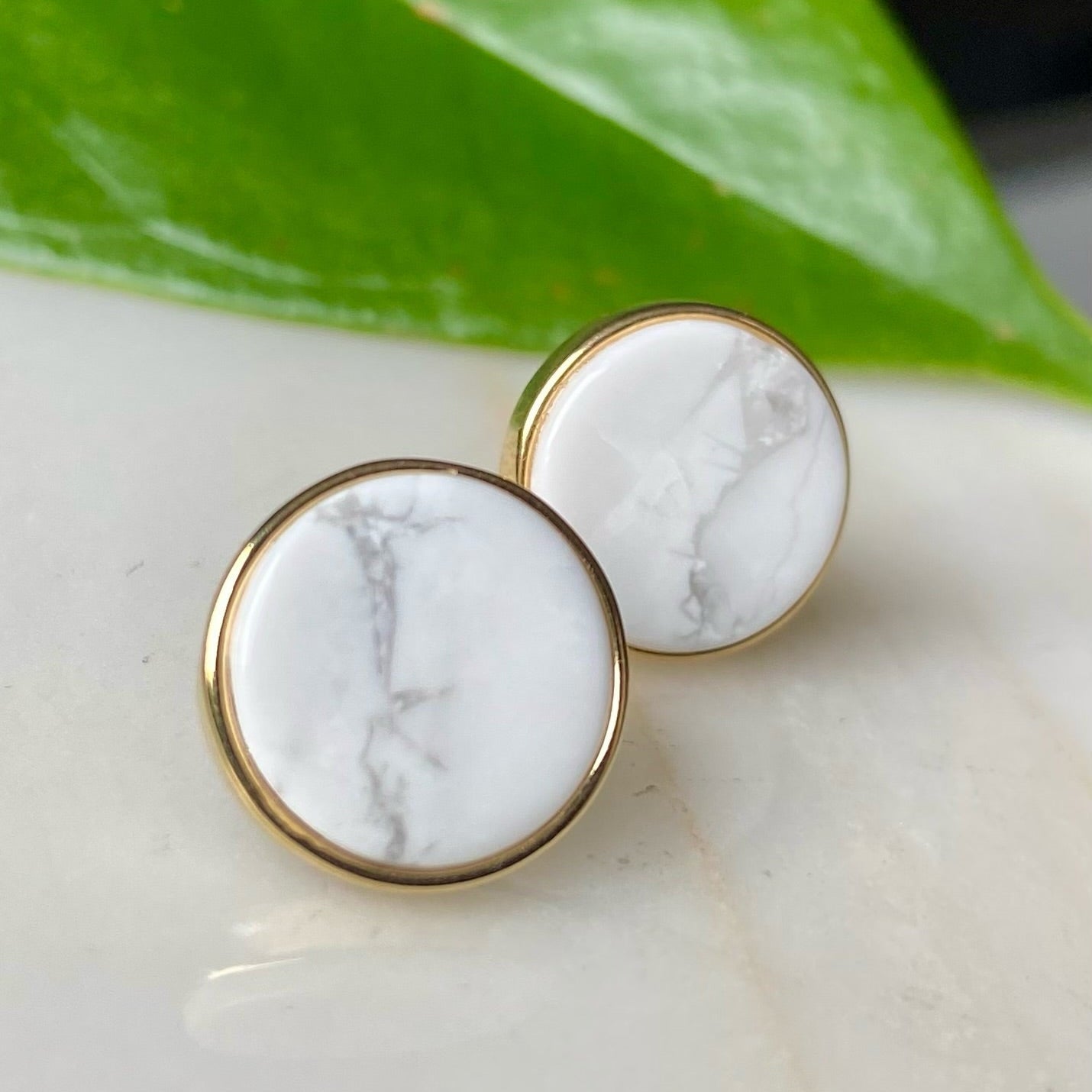 Aretes ciclo Howlita blanca