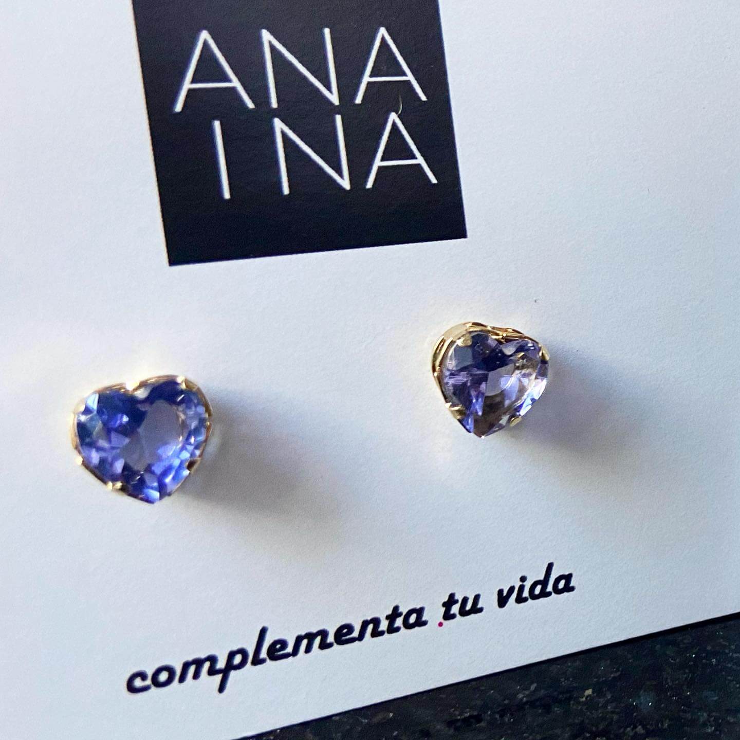 Aretes corazón morado