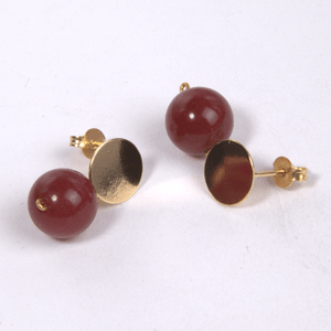 Aretes espejo ágata rojo