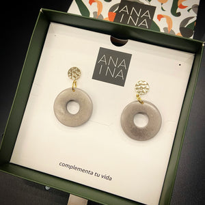 Aretes luna nueva gris