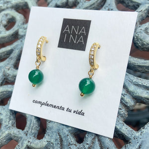 Candongas esfera jade verde