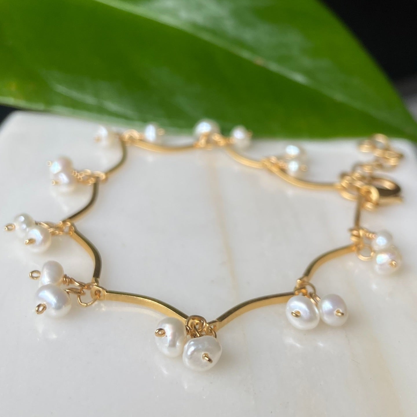 Pulsera aros y miniperlas