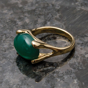 Anillo ovalo ágata verde