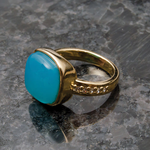 Anillo cuadrado ágata azul
