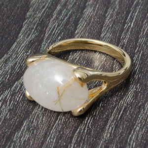 Anillo ovalo cuarzo rutilado