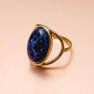 Anillo oval sodalita