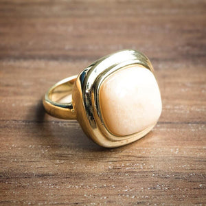 Anillo cuadrado amazonita beige