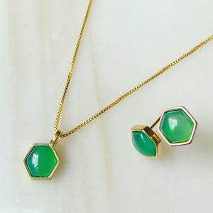 Juego hexágono ágata verde